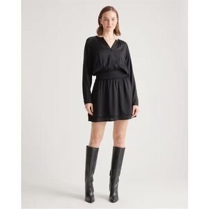 Quince Black Silk Tiered Dress Large